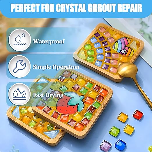 Mosaic Crystal Grout, Mosaics Tile Tools, Mosaic Tile Accessories – Essential for Handmade Grouting and Perfect for DIY Craft Projects (Gold, 8.8oz)