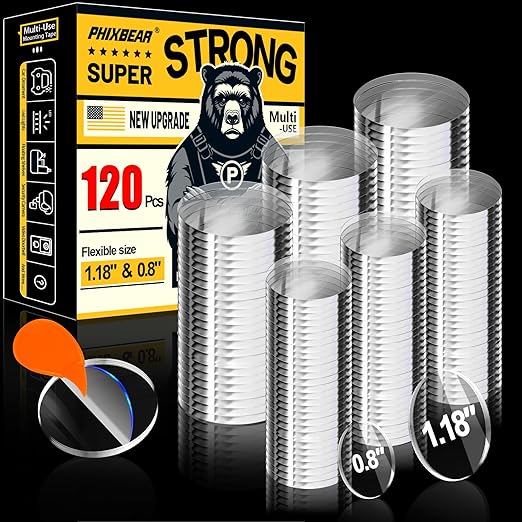 0.8 "&1.18" Glue Clear Dots Double Sided Removable, Poster Sticky Tack for Walls No Damage, Mounting Putty for Hanging Pictures, Dashboard Accessories, Home Crafts, 120 Pcs
