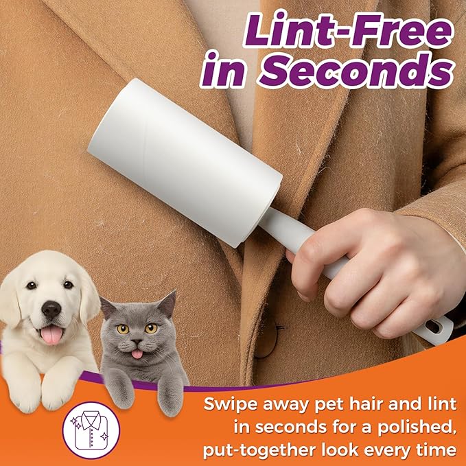 1200 Sheets Extra Sticky Lint Rollers for Pet Hair, Easy Tear Lint Remover for Dog Cat Hair, Clothes, Multipurpose Lint Roller for Furniture Couch Carpet Car Seat
