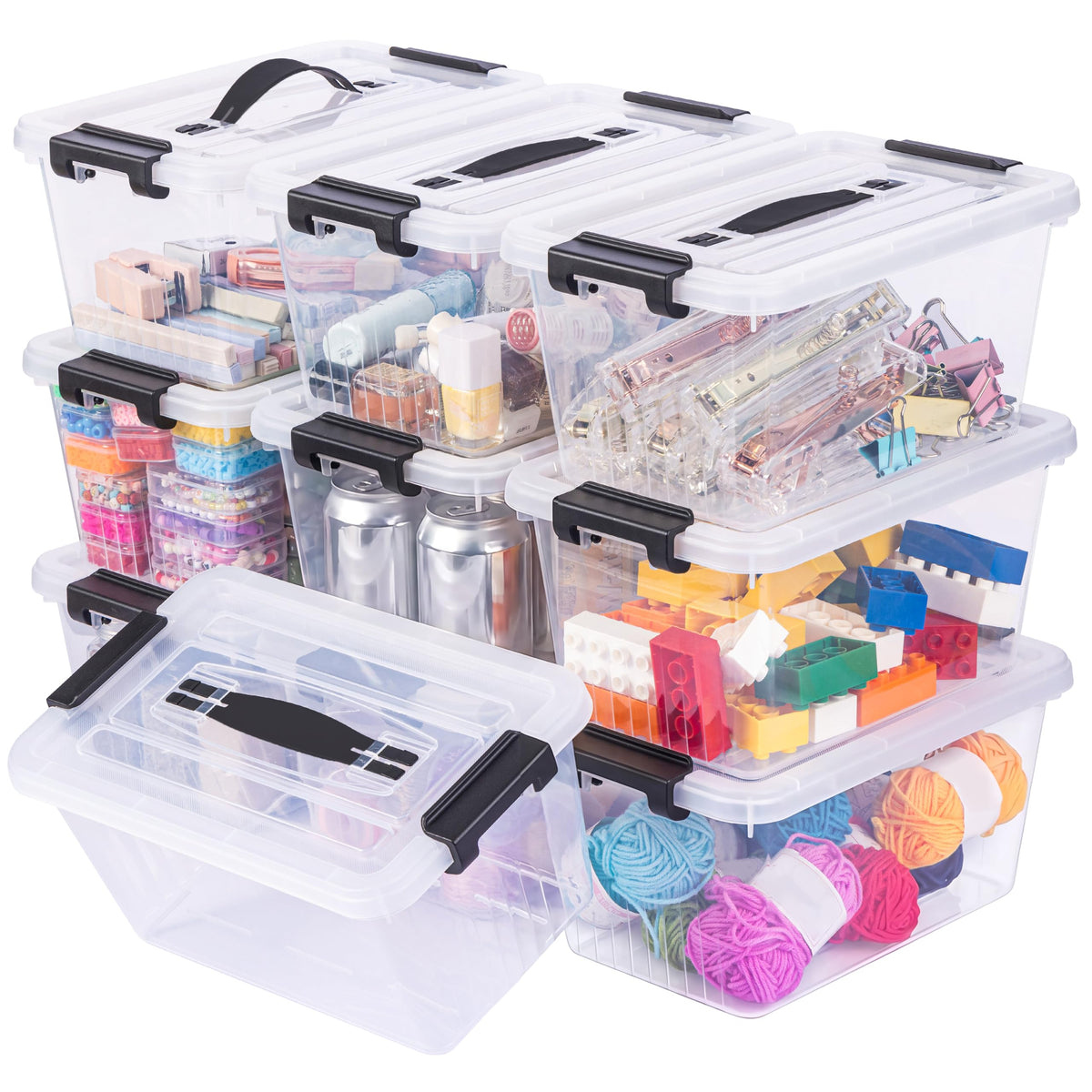 OUTUXED Storage Bins with Lids 10 Pack 7Qt Clear Stackable - Image 1