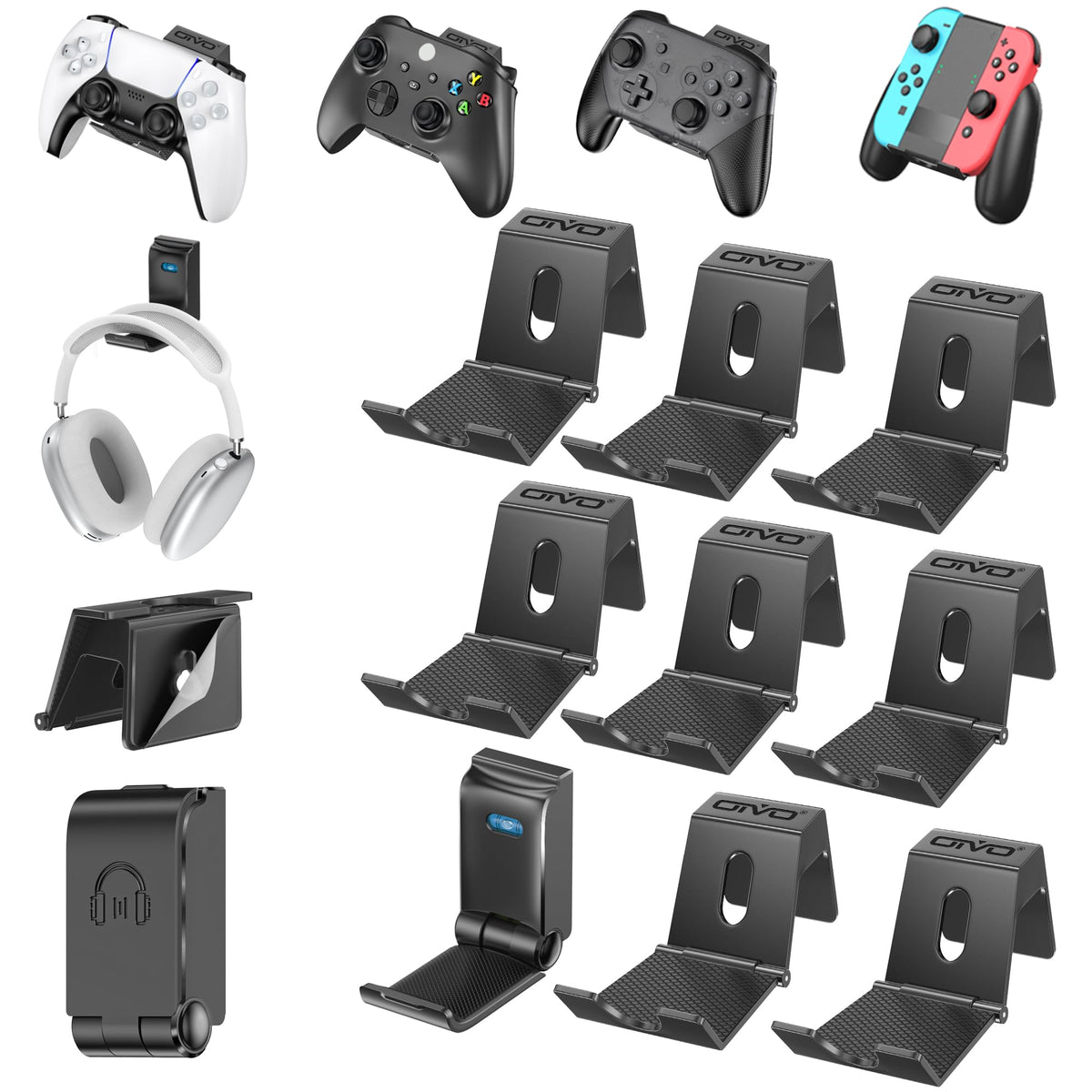OIVO Controller & Headset Wall Mount Holder Stand | Home Organization - Image 1