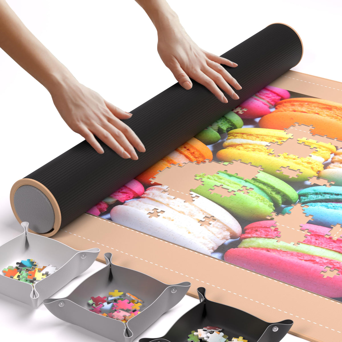 The Original Newverest Jigsaw Puzzle Mat Roll Up, Rose Gold - Image 1