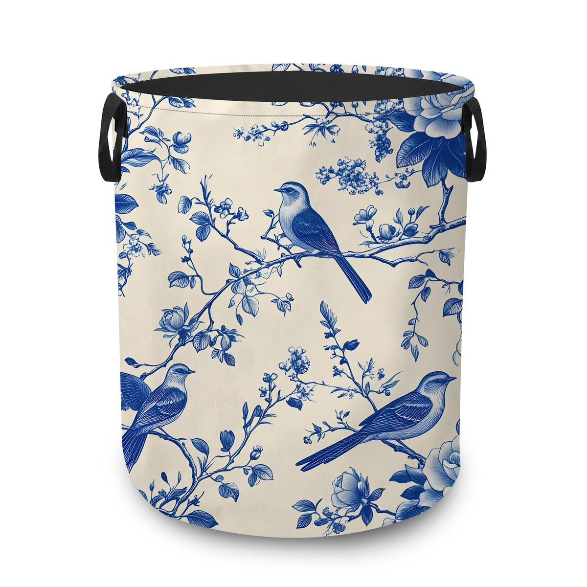 Laundry Basket,Blue Bird Floral Foldable Clothes Hamper - Image 1