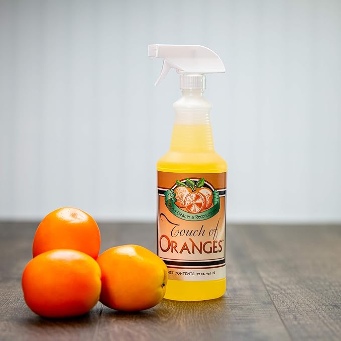 Touch Of Oranges Wood Cleaner & Polish Spray Real Orange Oil Luster Finish, Clean Kitchen Cabinets, Hardwood Floor and All Wood, Restorer, Conditioner - 32 oz