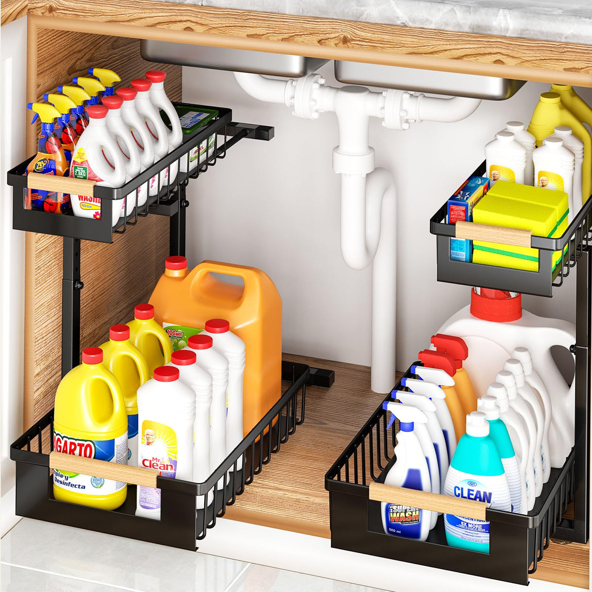 Under Sink Organizers and Storage, 2 Pack L-Shaped P | Under Sink Stor - Image 1