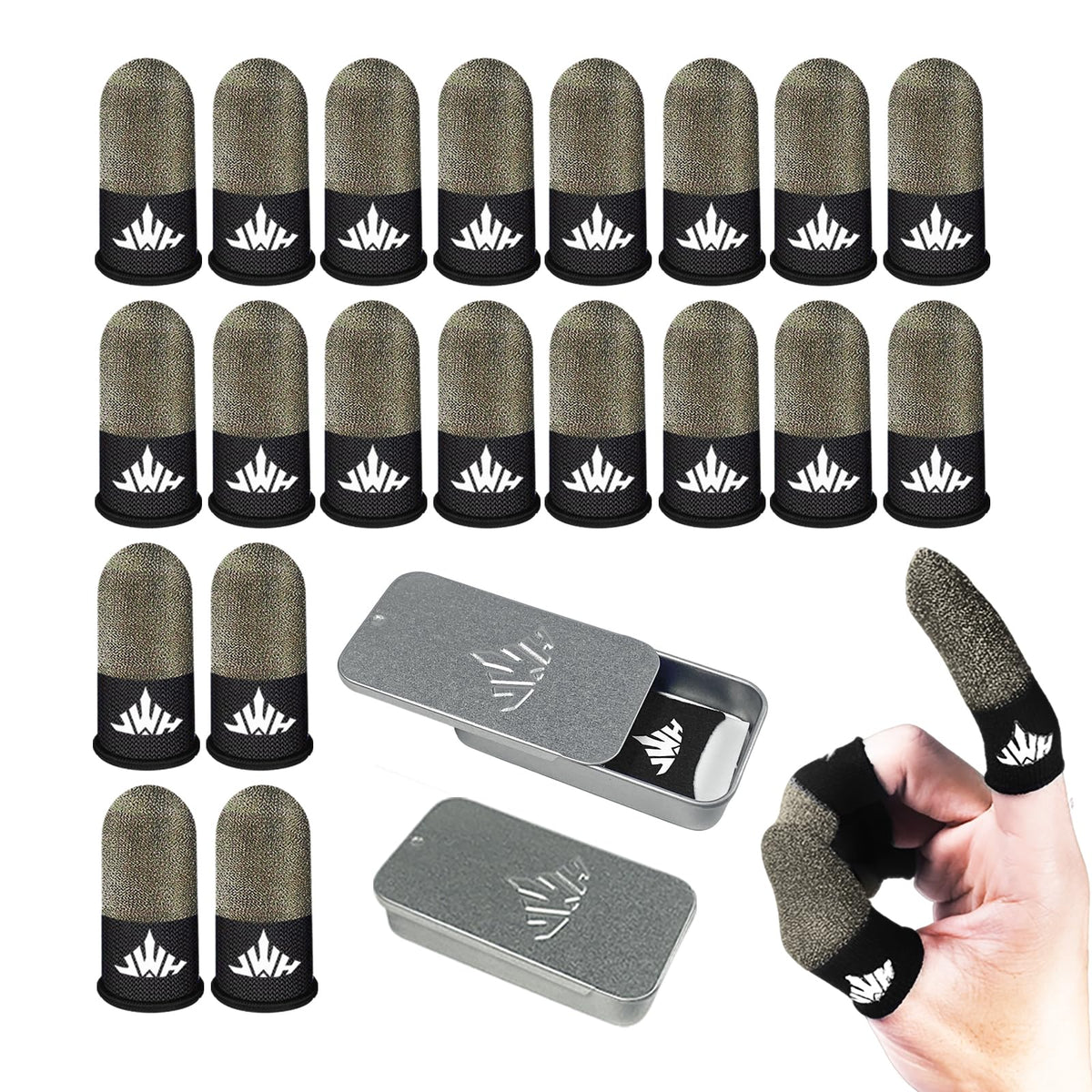 Jwh 20 Pack Mobile Phone Gaming Finger Sleeves with 2 Pcs Storage - Image 1