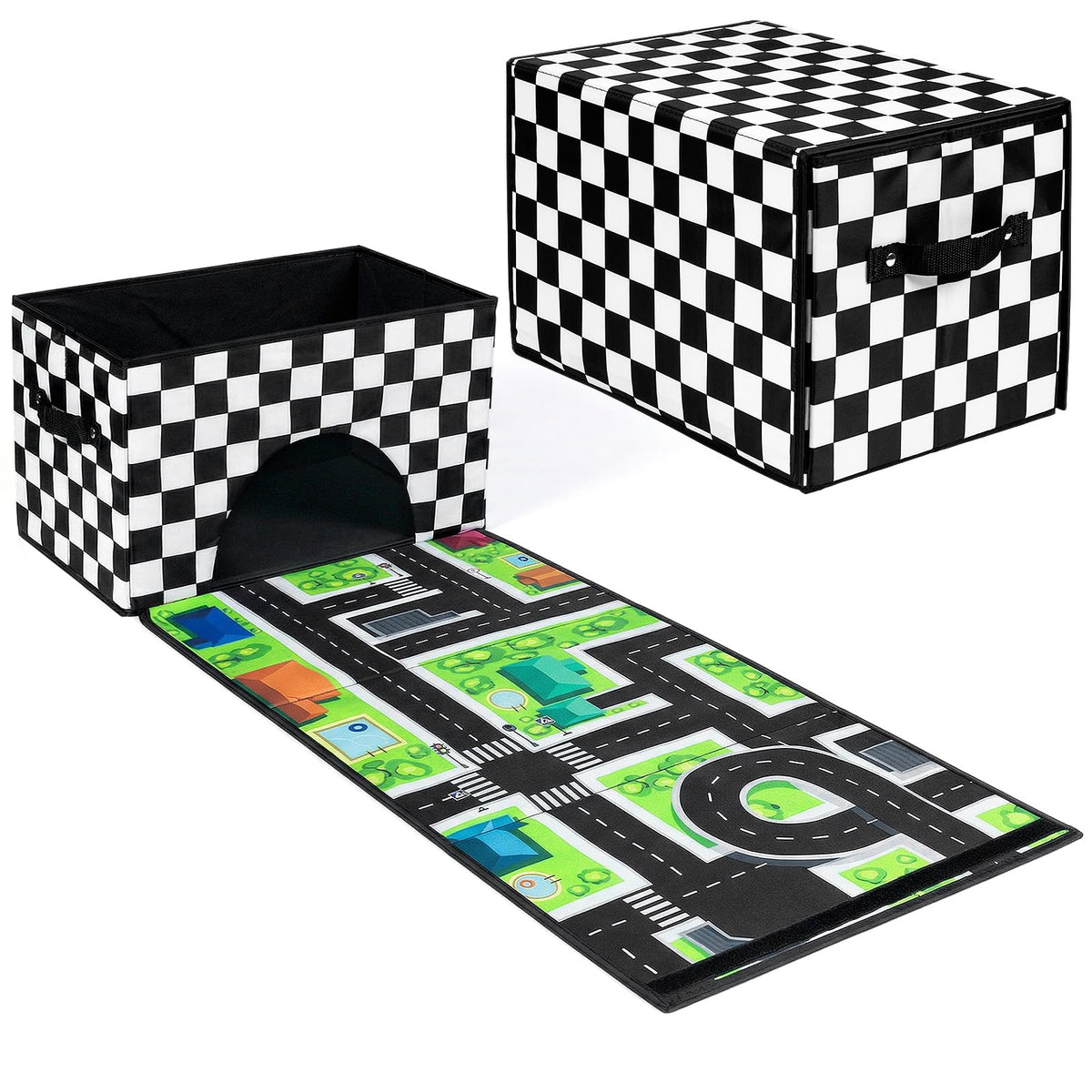 HFKPJRT Toy Car Storage Box with Play Mat, 2-in-1 | Home Organization - Image 1