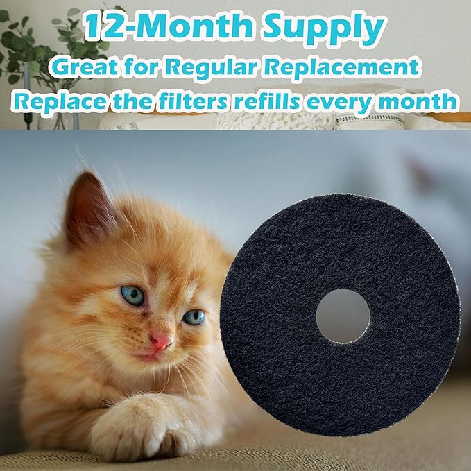 Cat Litter Box Replacement Filters for Hidden Litter Box Cat, Activated Charcoal Filters Replacement to Absorb Odors and Litter Box Deodorizer for Hidden Enclosure Litter (12 Pack)
