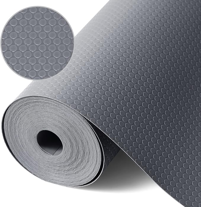 Shelf Liners for Kitchen Cabinets Refrigerator Liners Waterproof & Oil-Proof Kitchen Cupboard Liner Non-Slip Drawer Mats Non Adhesive Fridge Liner for Shelves - Gray 17.5 x 157.4 Inches