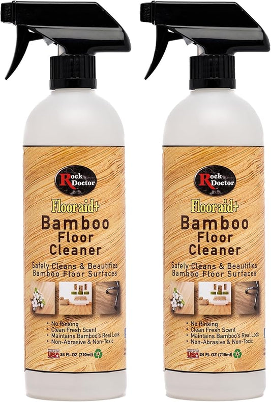 Rock Doctor Flooraid+ Bamboo Floor Cleaner Spray, 2 Pack, Heavy Duty Non Abrasive Cleaning Solution for Hard Floors, Counters, and Surfaces, Rinse Free