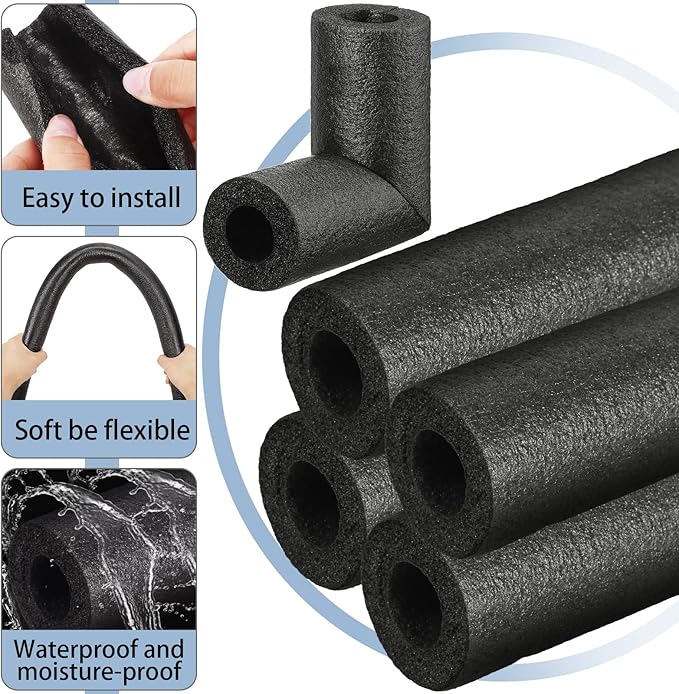 16 Pack Elbow Pipe Insulation Foam Tube Outdoor Wrap Black Pipe Covers Elbow Insulation Tubing Water Foam Covers for Outdoor Winter Irrigation, Sprinkler (3/4 Inch)
