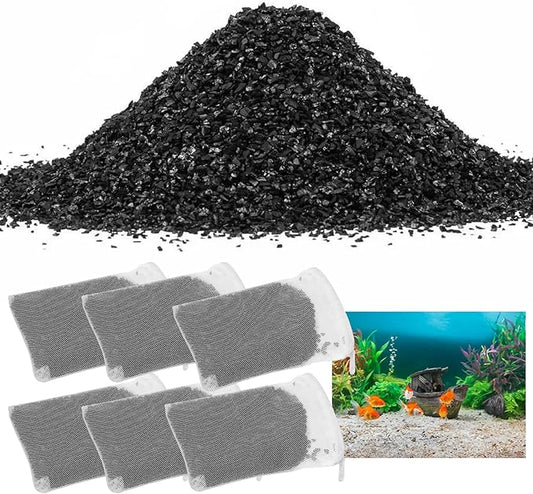 Activated Carbon Inserts for AquaClear 10-30 Gallon Filter, Aquarium Carbon Media for Fluval Aqua Clear, Charcoal for Fish Tank Filter A1382 (6 Pack 60g/Bag)