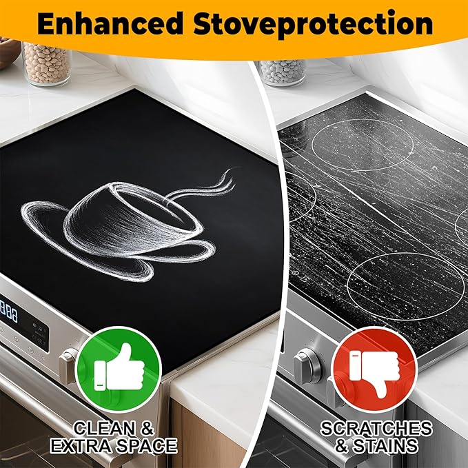 Stove Top Cover Flower Gas Stove Top Cover for Home Decoration Kitchen Pad Non-Stick Washable Cooktop Covers Countertop Protector Keep Stove Clean (Coffee, 28L"x20W")