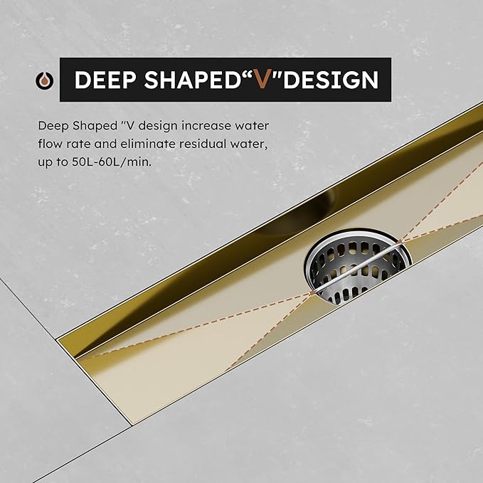 Linear Shower Drain 12 Inch,Modern Rectangle Shower Floor Drain with 2-in-1 Tile Insert Cover, Stainless Steel SUS 304, Linear Drain with Leveling Feet& Hair Strainer