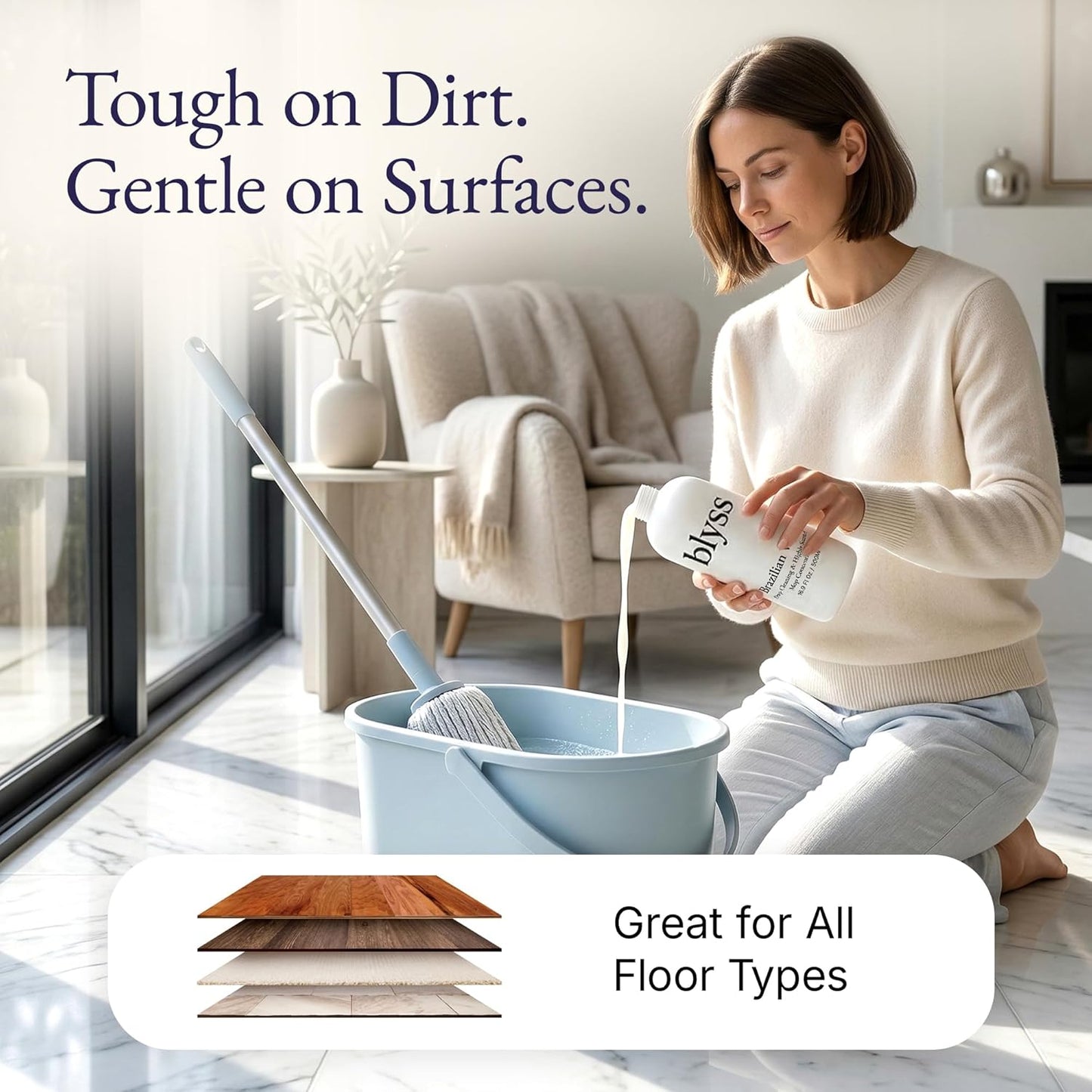 Blyss Mop Soap Brazilian Waves – Plant-Based Floor Cleaner, Streak-Free & Odor-Eliminating
