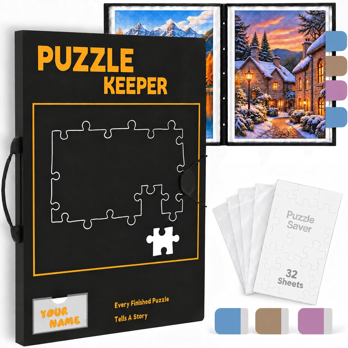 Puzzle Storage Folder with Labeling Tab,Puzzle Binder - Image 1