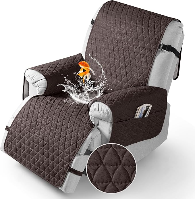 TAOCOCO 100% Waterproof Recliner Cover - Recliner Cover with Non-Slip Granule, Recliner Chair Covers with Elastic Band, Recliner Chair Covers for Reclining Chair(Chocolate, Medium-25'')