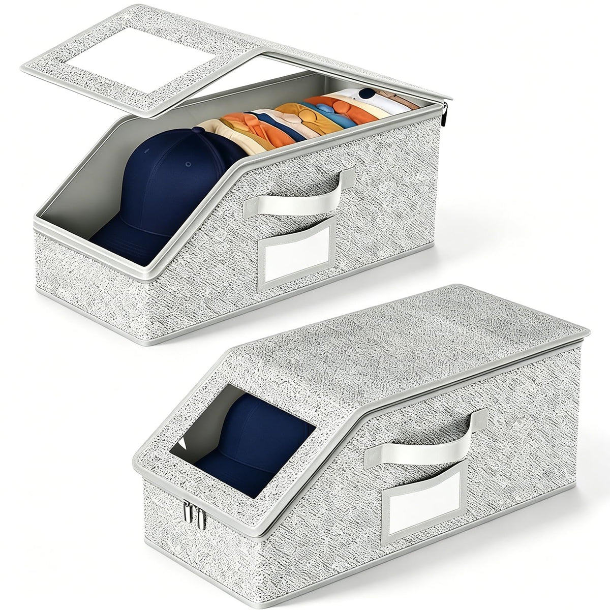 Stackable Hat Storage for Baseball Caps, 2 PCS, Grey - Image 1