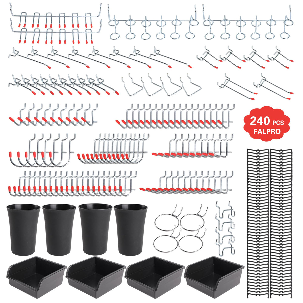 240PCS Pegboard Hooks Assortment, Pegboard Accessories - Image 1