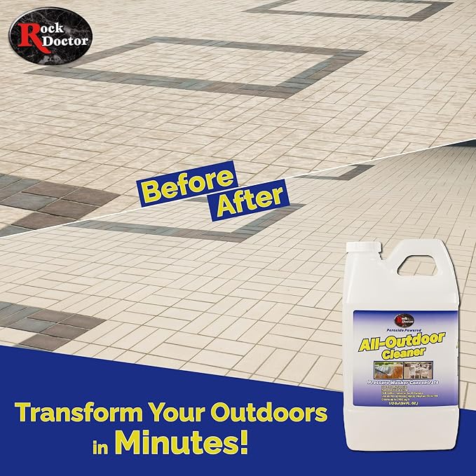 Rock Doctor Outdoor Pressure Washer Cleaner, Natural Cleaning Solution Removes Stains and Discoloration, Brightens Granite, Stone, Pavers, Fire Pits, and Concrete, Power Washer Cleaner Solution