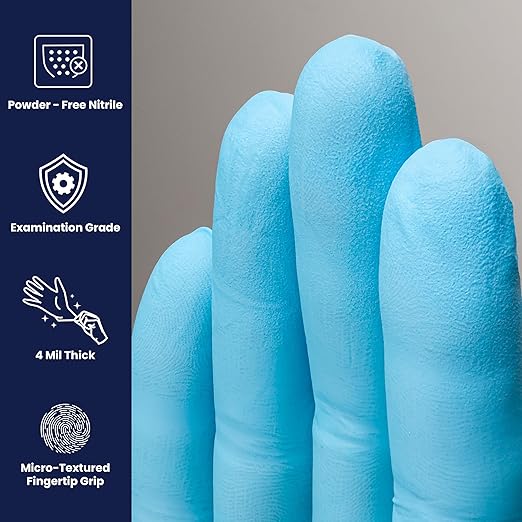 Adenna Miracle 4 mil Powder-Free Nitrile Exam Gloves, Medical Grade, Blue, Medium, Case of 2000