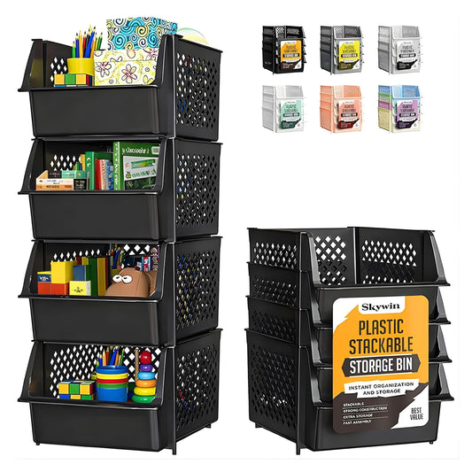Skywin Stackable Storage Bins Open Front for Pantry Storage, 4 - Image 1