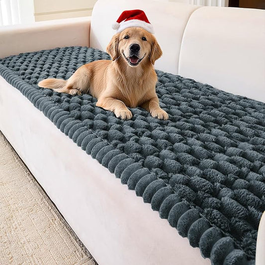 Couch Cover for Dogs Washable,Non Slip Fuzzy Durable Couch Covers for 3 Cushion Sofa Pet Friendly Sofa Cover Dog Thick Soft Slipcovers Protector Couches Mat Bed (Grey, 27.6" x 70.9"/70 x 180cm)