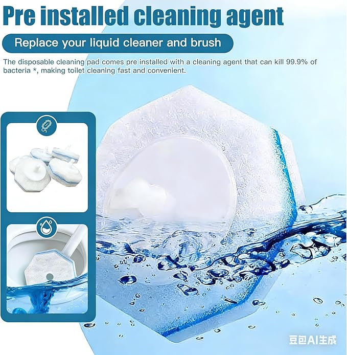 60-Count Disposable Toilet Brush Replacement Heads. Toilet Cleaning Replacement Heads Compatible with Clorox Brand and Most Toilet Brushes. Essential for Bathroom and Toilet Cleaning.