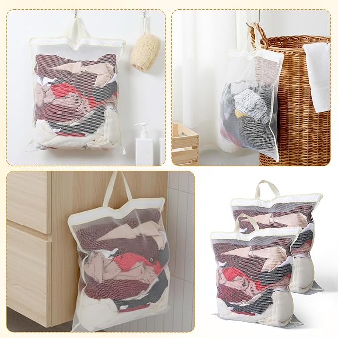 2PCS Mesh Laundry Bags for Washing Machine, Mesh Bag for Laundry Delicates Bag Large Laundry Bag 19x19 Inch Durable Laundry Wash Bag Gentle Wash Protection with Zipper Closure
