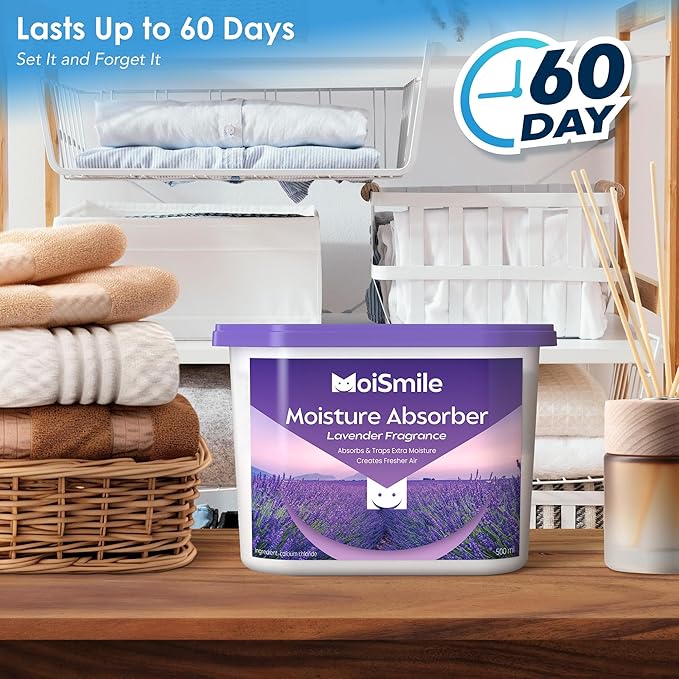 Moisture Absorbers 12 Packs, 10.8OZ Lavender Vanilla Efficient Humidity Absorber ＆ Odor Eliminator Boxes, Refillable Car Dehumidifier for Closet, Bathroom, Basement＆ RV