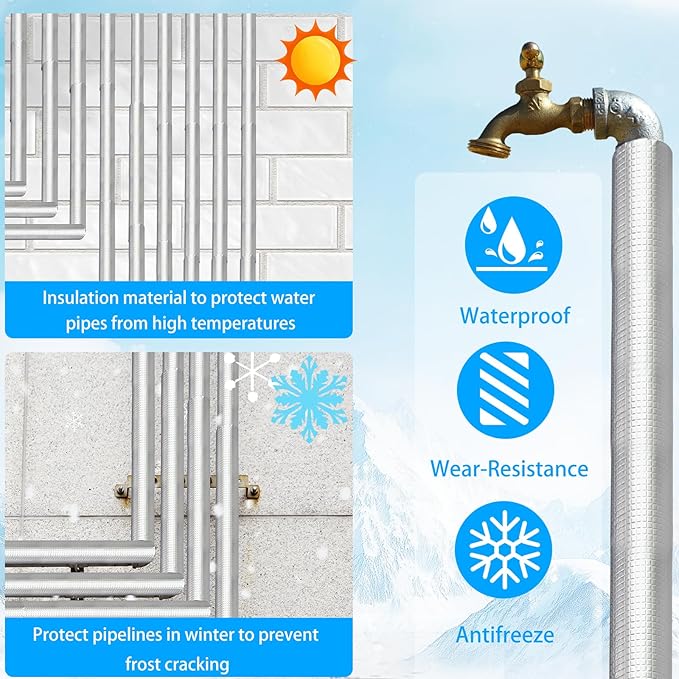 1 '' ID Pipe Insulation Foam Tube Self Adhesive Heat Tape for Water Pipes 20PC Insulation Foam Wrap Aluminum Foil Pipe Covers for Spigot, Winter Outside Pipes, Sprinkler (Black )