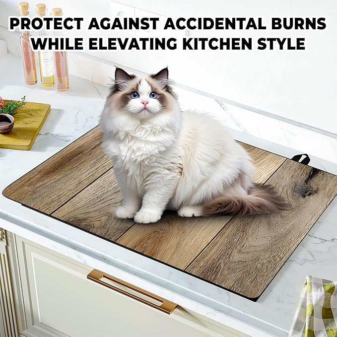 Stove Top Cover for Home Decoration Kitchen Pad Washable Cooktop Covers Countertop Stove Protector Mat for Home Kitchen Cooktops (Wood grain, 30"x21")