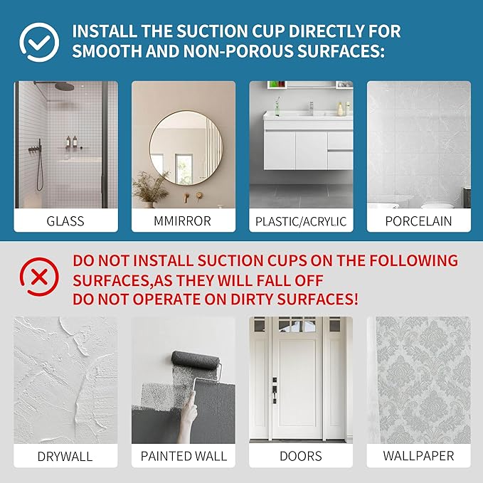 Deluwire Suction Cup Hooks for Shower, Shower Hooks for Bath Robe, Mirror, Tile, Window Glass, Towel Hooks Removable for Bathroom Wall, 3 Packs-Silver