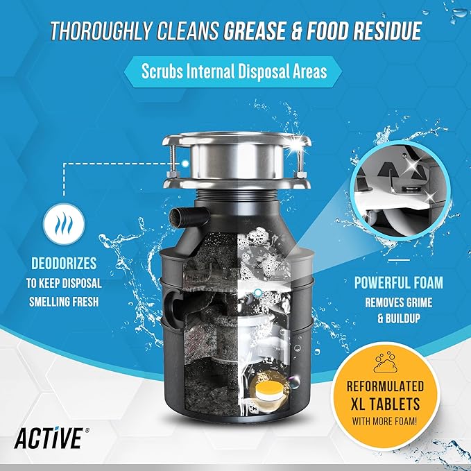 ACTIVE Disposal Cleaner and Coffee Maker Cleaner Tablets - Includes 24ct Disposal Cleaning Tabs and 24ct Coffee Machine Tabs