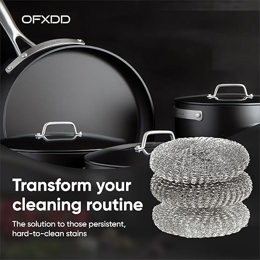 Wire Stainless Steel Sponge Metal Brush - Pack of 8 - Metal Wool Scrubbing Pads for Dish Cleaning Scrabbers for Pot
