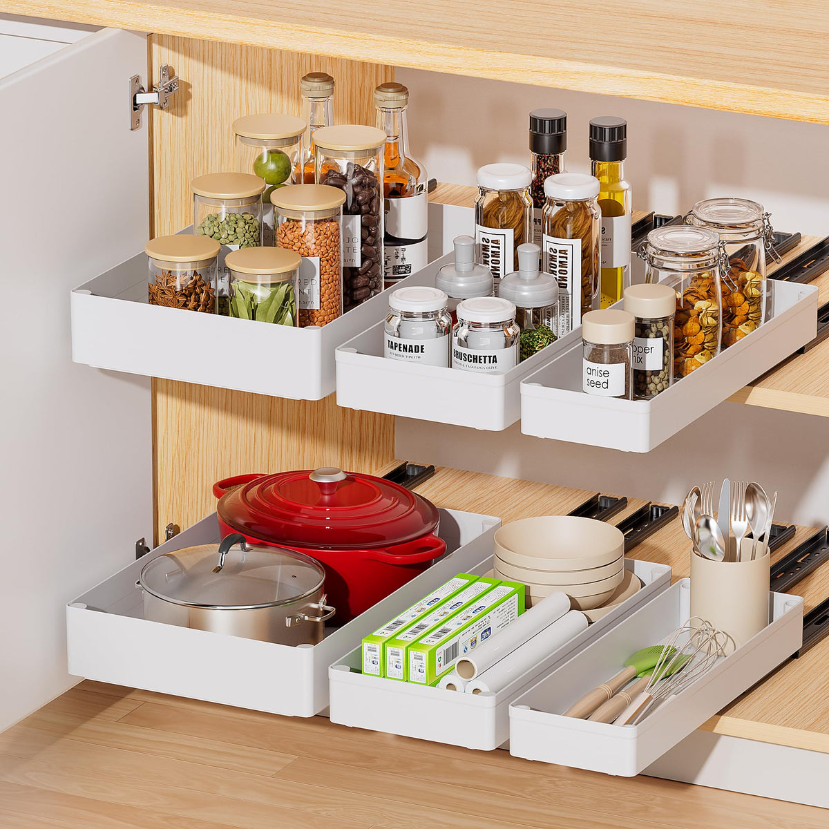 Delamu 3 Pack Pull Out Cabinet Organizer, 15.7"Deep | All Products - Image 1