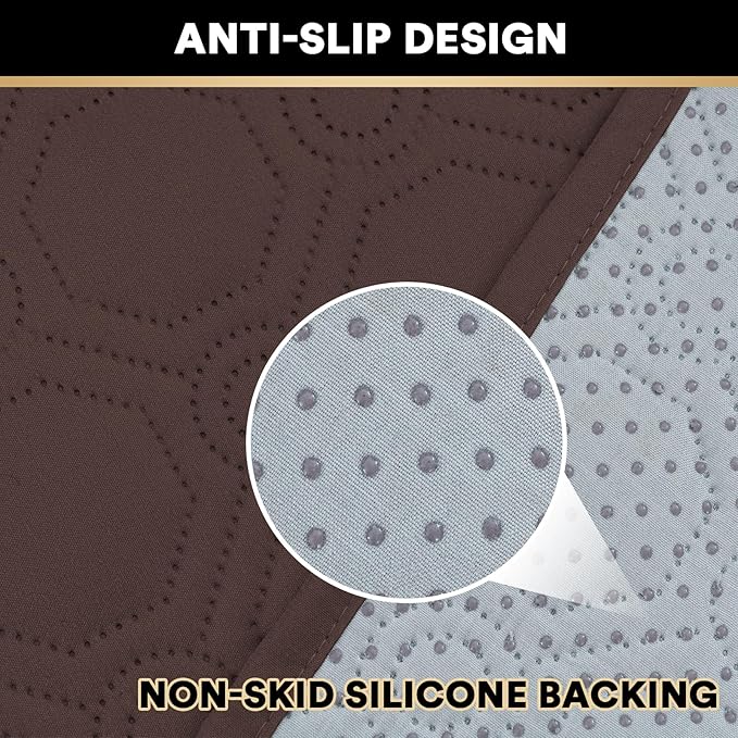 PrinceDeco Chair Cover 100% Water Proof Sofa Cover Non-Slip Brown Couch Cover with Elastic Straps Furniture Protector, Washable Armchair Cover for Pets Kids Dog Cat- Chair 23"