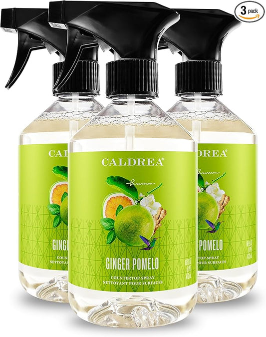 Caldrea Multi-surface Countertop Spray Cleaner, Made with Vegetable Protein Extract, Ginger Pomelo, 16 oz, 3 Pack