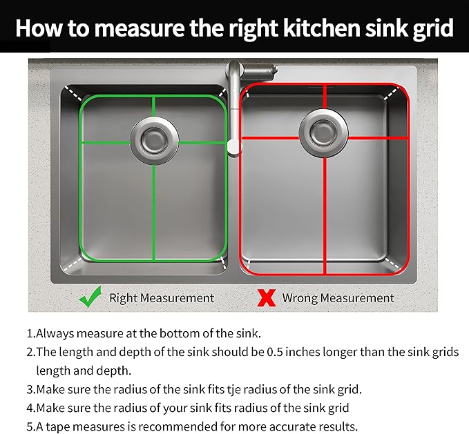 Stainless Steel Universal Sink Protector - 13.1" x 11.6" x 1" Grid With Rear Drain and Sink Strainers