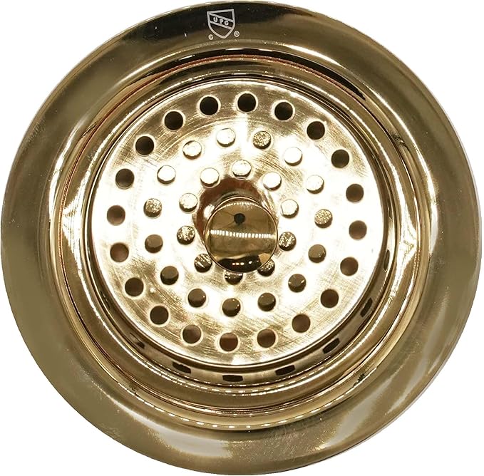 Westbrass R214-01 3-1/2-Inch Large Post Style Kitchen Sink Basket Strainer, Polished Brass
