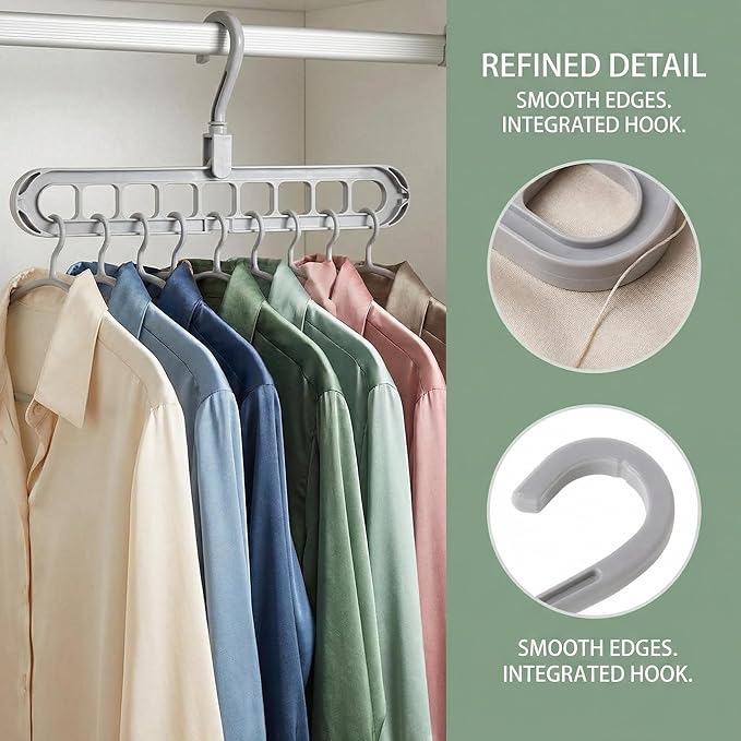 Space Saving Hanger with 360° Rotation - 5-Tier Vertical Closet Organizer, Multi-Layer Hanging Rack for Shirts, Pants, Bags | Durable PP Plastic for Cabinet & Closet Door