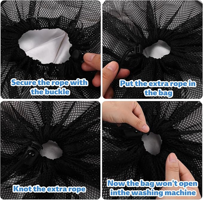 24x36 Inch Large Mesh Laundry Bag, Machine Washable Laundry Washing Bag with Drawstring for Home Hotel College Dorm Apartment Travel Camp (Black)
