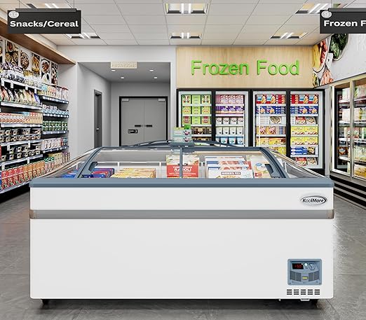 KoolMore 65 Inch Manual Defrost Island Chest Freezer with 16 cu. ft. Capacity in White, ETL Listed (KM-ISCF-65MD)