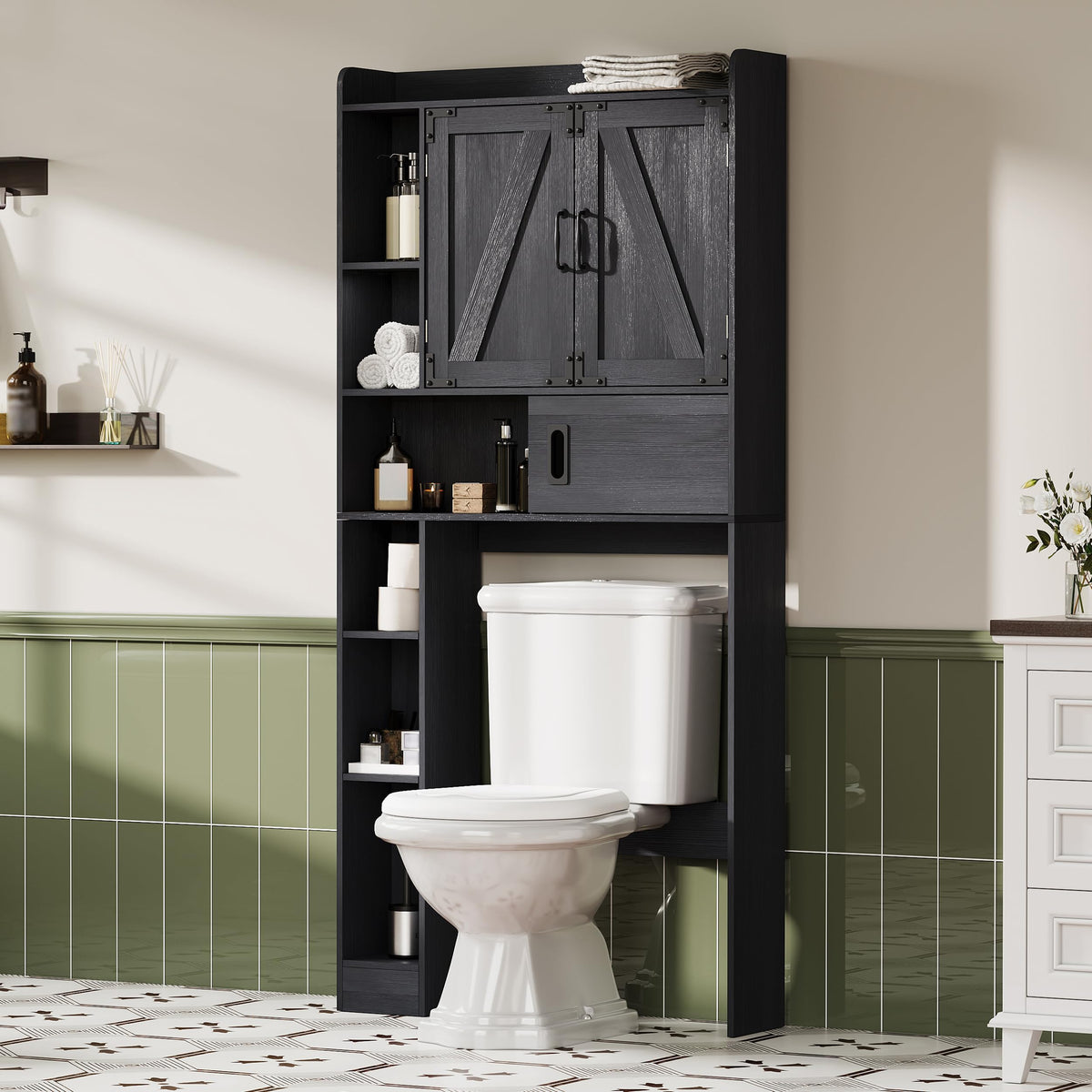 ChooChoo Over The Toilet Storage Cabinet with Sliding Door - Image 1