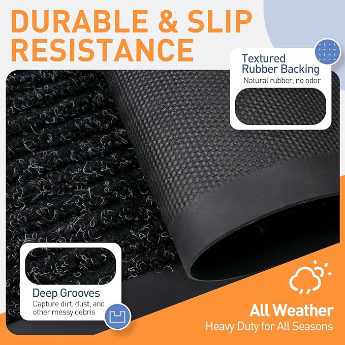 Front Door Mat Indoor Outdoor Entrance, 4ft x 38ft Non Slip Custom Size Outdoor Mat, Commercial Easy Clean Door Mat, Low-Profile Doormat Welcome Floor doormats, Resist Dirt for Front Door Patio Decor