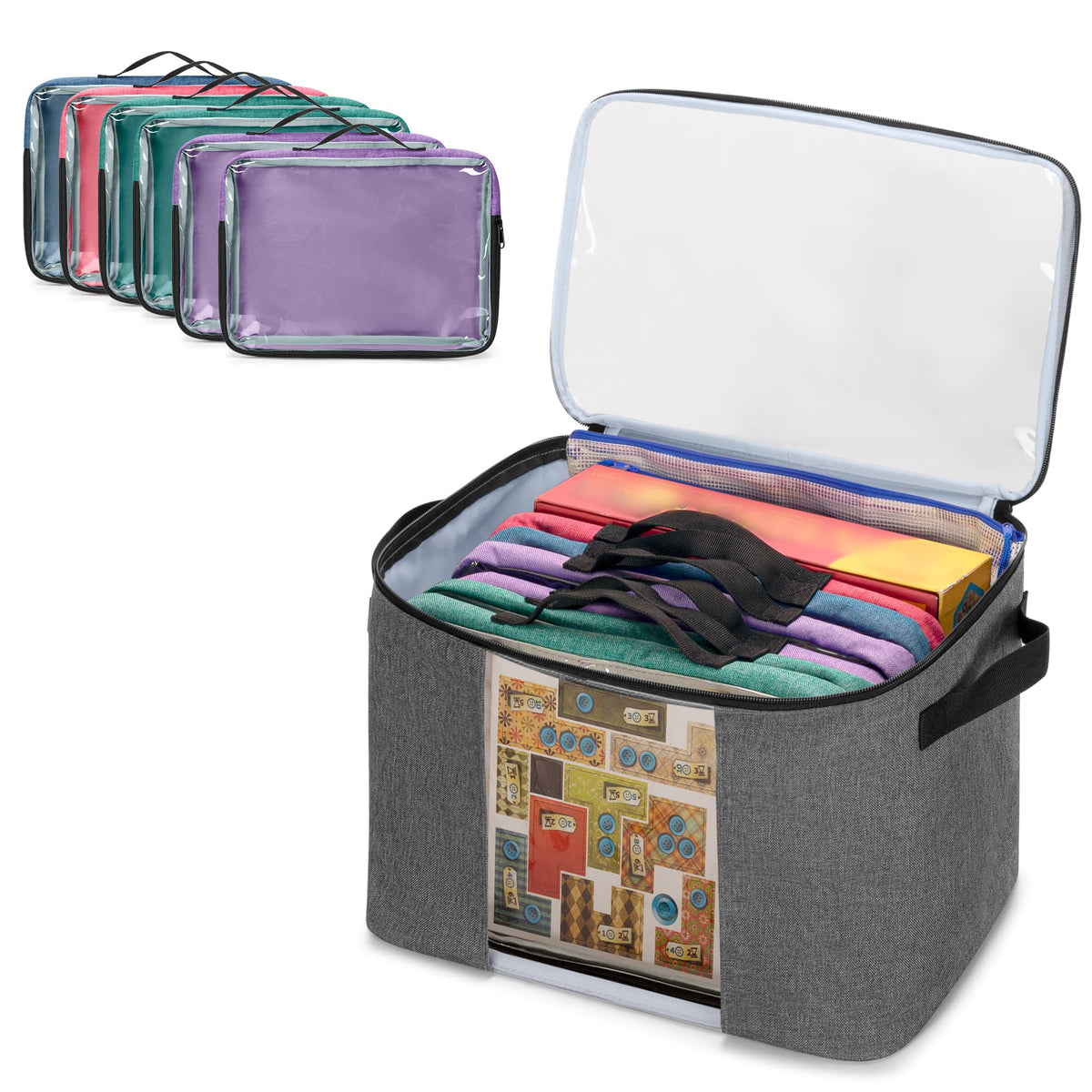 Rexmica Board Game Storage Organizer Bag with 6pcs Zipper Bags - Image 1