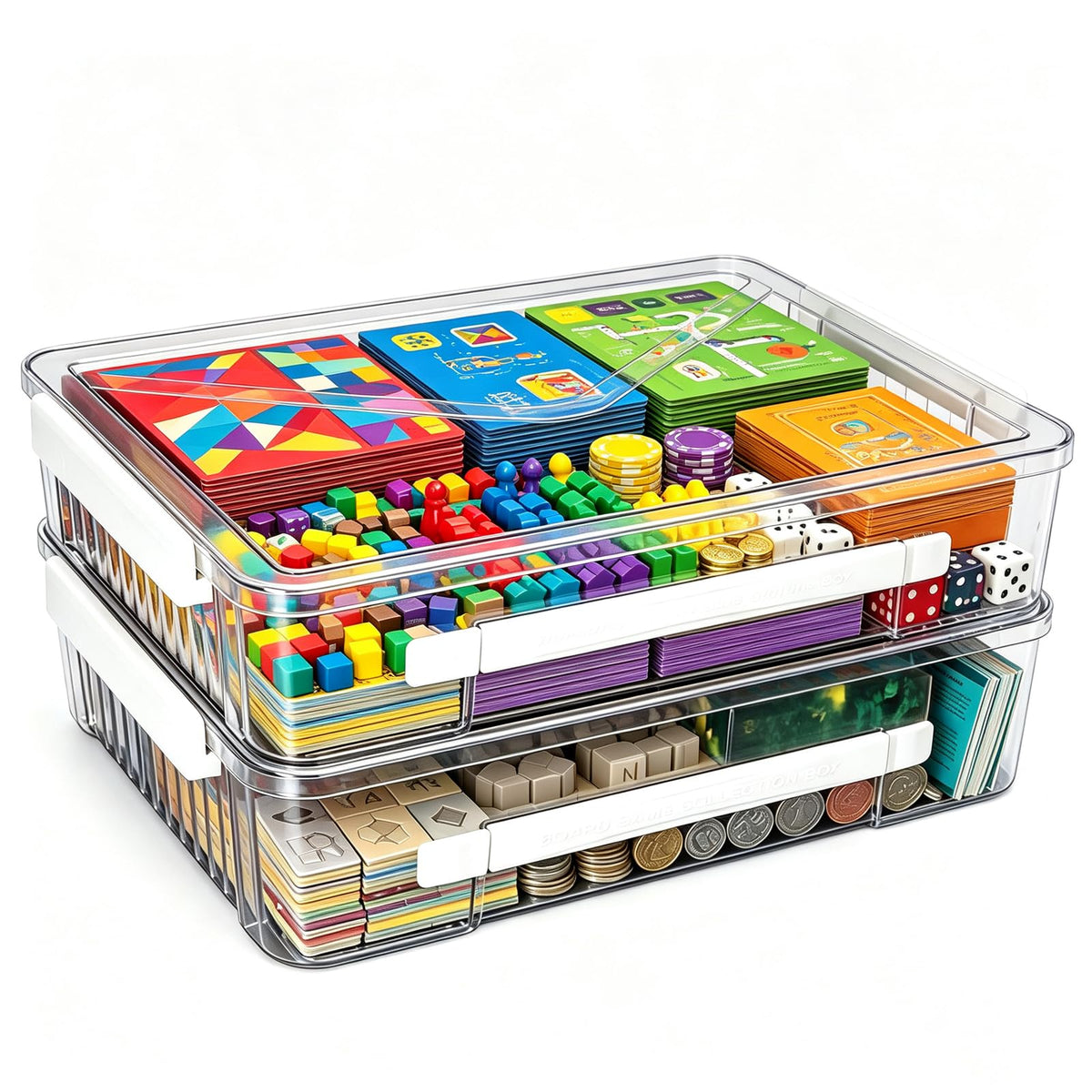 2 Pack Board Game Storage Box, Stackable Craft Organizer - Image 1