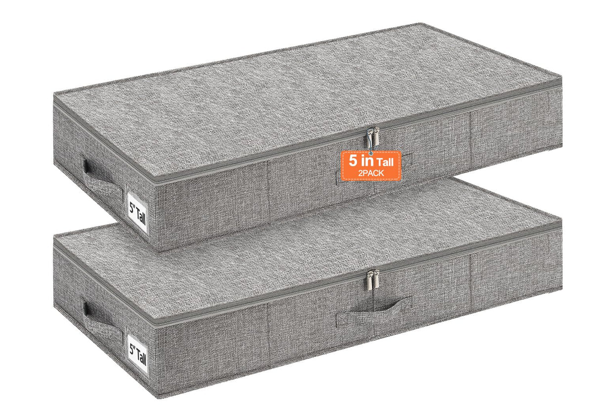 punemi 5 inch High Sturdy Low Profile Under Bed Storage, 2 Pack - Image 1