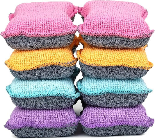UPSTAR Dish Sponges Kitchen, Microfiber Cleaning Scrubber for Dishwashing, Sink, Basin and Multi-Pupose, Size L Pack of 8