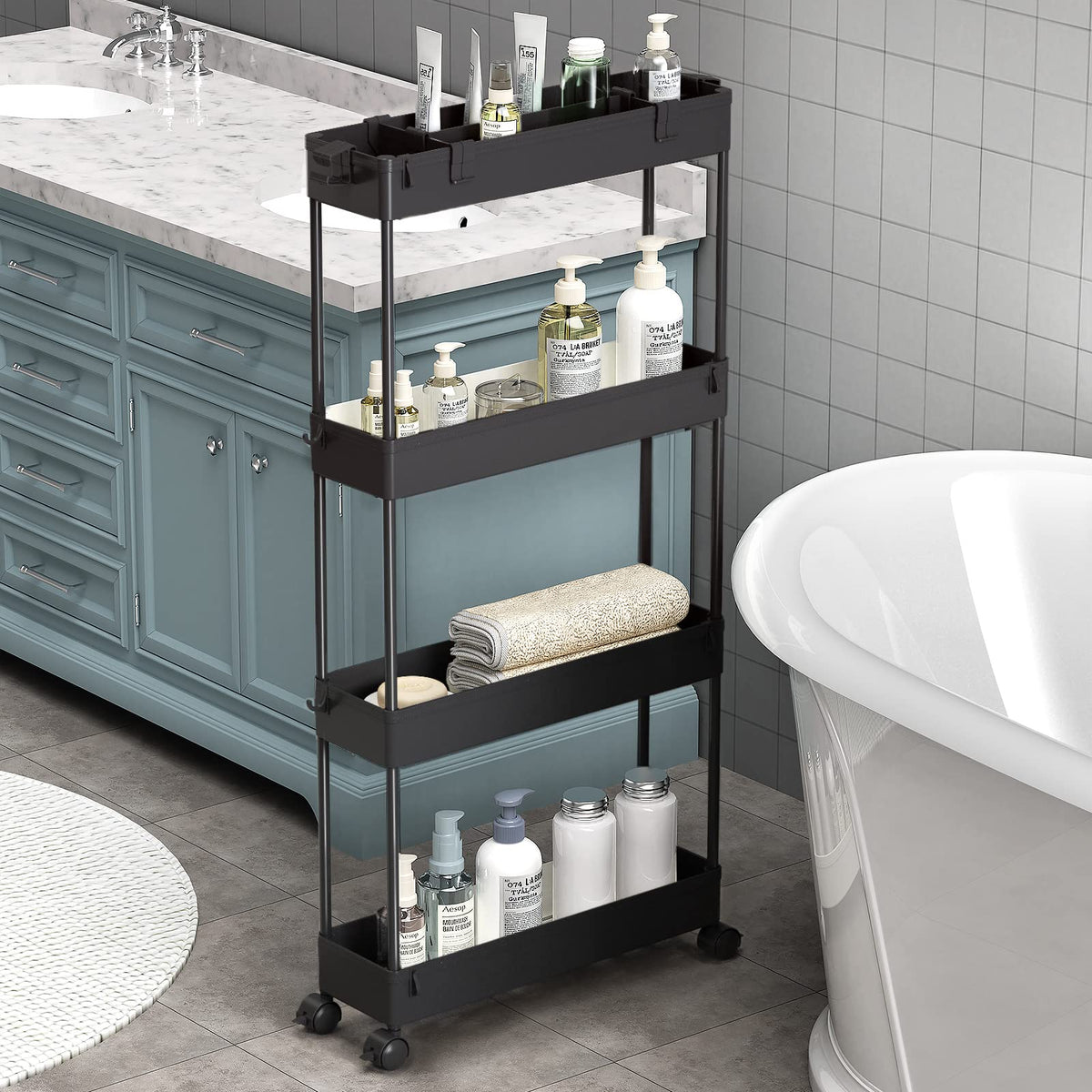 SPACELEAD Slim Storage Cart 4 Tier,Bathroom Organize | All Products - Image 1